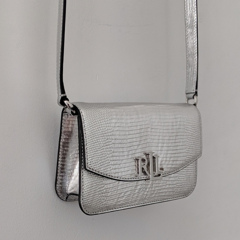 Ralph Lauren Silver Croc Shoulder Bag